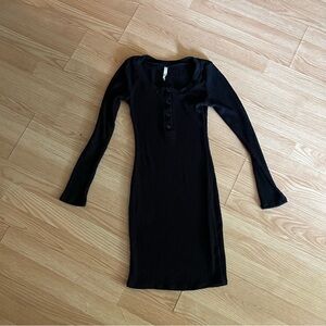 Chocolate USA Black Ribbed Sweater Bodycon Dress Medium